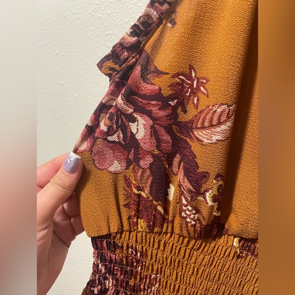 Brown Floral Fall Holiday Jumpsuit - Picture 4 of 4